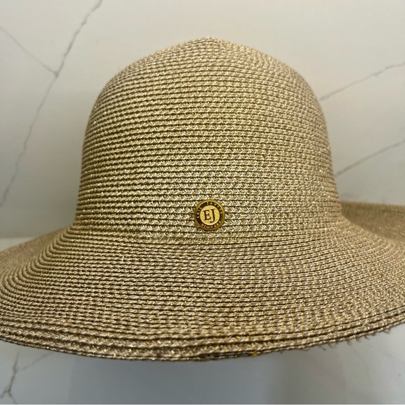 Eric Javits Wide Rim Woven & Gold Metallic Sun Hat NWOT - Picture 3 of 6